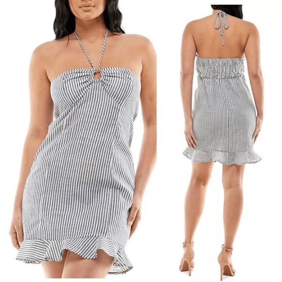 SPEECHLESS Juniors' Striped O-Ring Halter Dress Size XS - Picture 1 of 8